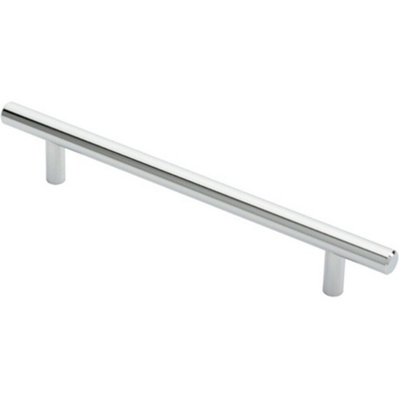 B&Q -  Round T Bar Cabinet Pull Handle 220 X 12mm 160mm Fixing Centres Chrome