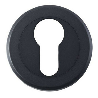  - 50mm Euro Profile Round Escutcheon Beveled Edge Concealed Fix Matt Black