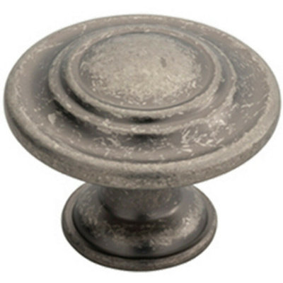 Loops Round Ringed Pattern Door Knob 32Mm Diameter Pewter Cabinet Handle