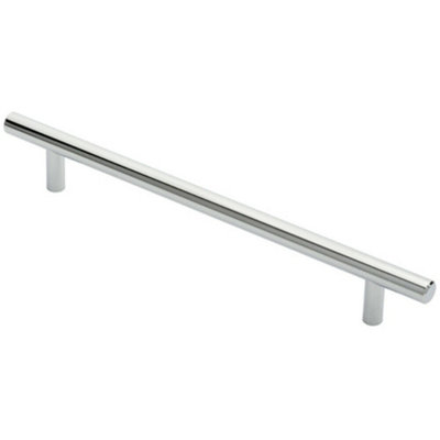 B&Q -  Round T Bar Cabinet Pull Handle 252 X 12mm 192mm Fixing Centres Chrome