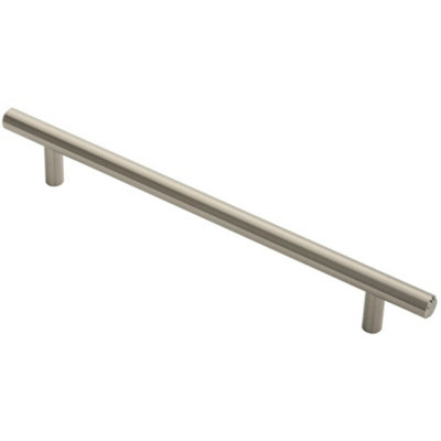 B&Q -  Round T Bar Cabinet Pull Handle 252 X 12mm 192mm Fixing Centres Satin Nickel