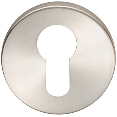  - 52mm Euro Profile Open Escutcheon 6mm Depth Concealed Fix Satin Steel