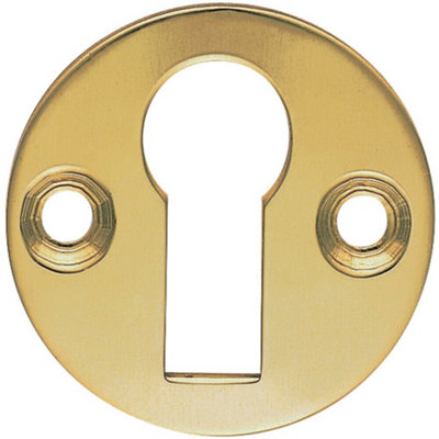 31mm Keyhole Profile Round Escutcheon 18mm Fixing Centres Polished Brass from B&Q
