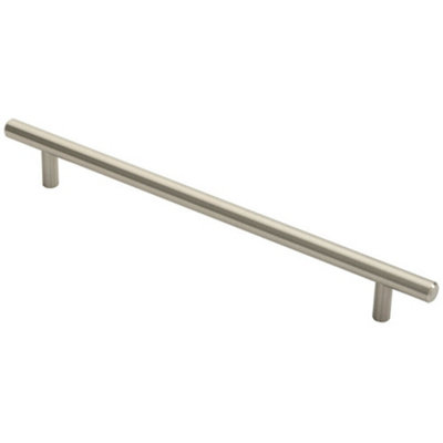 B&Q -  Round T Bar Cabinet Pull Handle 284 X 12mm 224mm Fixing Centres Satin Nickel