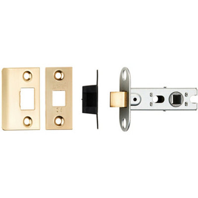  - 64mm Tubular Mortice Door Latch Bolt Through Square Forends Satin Brass
