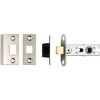 64mm Tubular Mortice Door Latch Bolt Through Square Forends Satin Nickel from B&Q