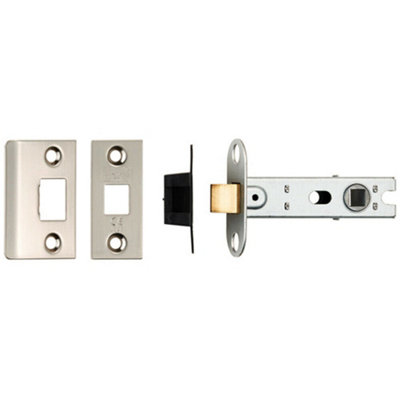 76mm Tubular Mortice Door Latch Bolt Through Square Forends Nickel Plated from B&Q