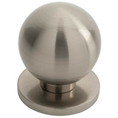 Loops Small Solid Ball Cupboard Door Knob 25mm Dia Satin Nickel Cabinet Handle from B&Q