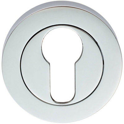 50mm Euro Profile Round Escutcheon 10mm Depth Concealed Fix Polished Chrome from B&Q