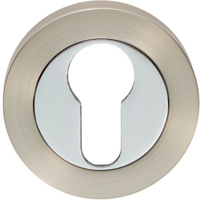 50mm Euro Profile Escutcheon 10mm Depth Concealed Fix Satin Nickel/chrome from B&Q