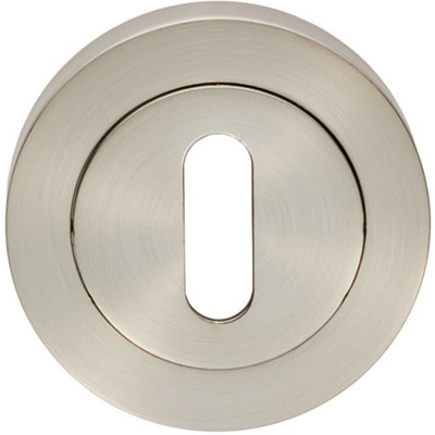  - 50mm Lock Profile Round Escutcheon 10mm Depth Concealed Fix Satin Nickel