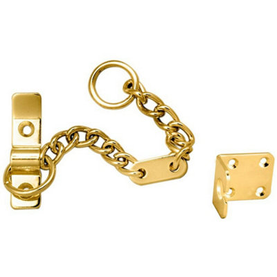 Heavy Duty Door Security Chain 195.5mm Length Electro Brassed Door Restrictor from B&Q