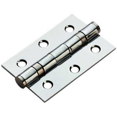  - Pair 76 X 51 X 2mm Ball Bearing Hinge Polished Chrome Interior Door