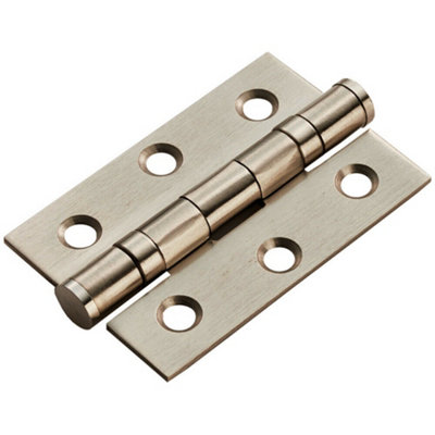 Pair 76 X 51 X 2mm Ball Bearing Hinge Satin Nickel Plated Interior Door