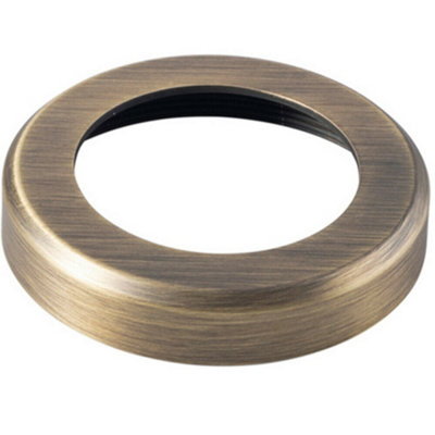  - Pair Screw On Round Rose Cover Plates 50mm Diameter 10mm Depth Antique Brass