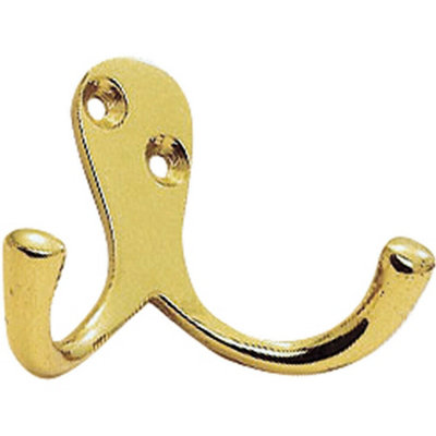 Victorian One Piece Double Bathroom Robe Hook 26mm Projection Polished Brass from B&Q
