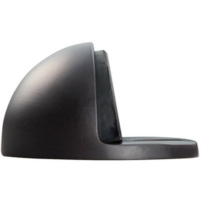 Floor Mounted Oval Doorstop 44 X 22mm Matt Bronze Half Moon Stopper from B&Q