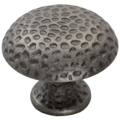 Loops Dimpled Mushroom Cupboard Door Knob 38mm Dia Antique Steel Cabinet Handle