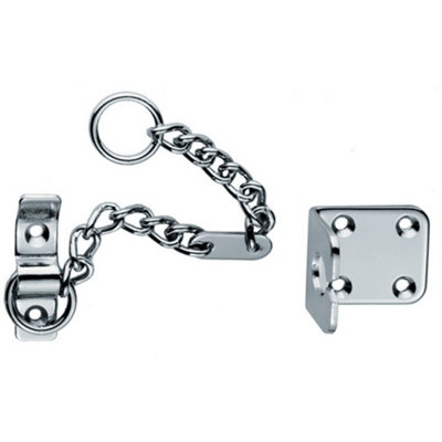 Heavy Duty Door Security Chain 195.5mm Length Polished Chrome Door Restrictor from B&Q