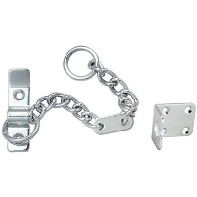 Heavy Duty Door Security Chain 195.5mm Length Satin Chrome Door Restrictor from B&Q