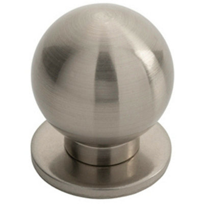 Loops Small Solid Ball Cupboard Door Knob 30mm Dia Satin Nickel Cabinet Handle from B&Q