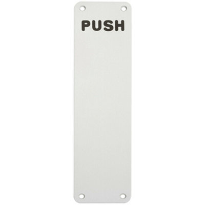 Push Engraved Door Finger Plate 300 X 75mm Satin Anodised Aluminium from B&Q