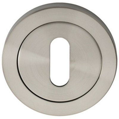 Round Lock Profile Escutcheon 52mm Dia Concealed Fix Satin Steel from B&Q