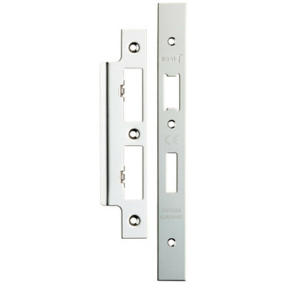  - Forend Strike & Fixing Pack For Din Euro Sash & Bathroom Lock Bright Steel