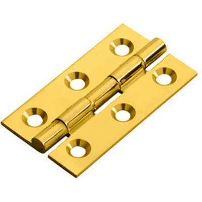 Pair 50 X 28 X 1.5mm Cabinet Hinge Polished Brass Small Cupboard Door from B&Q