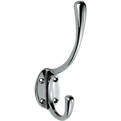  - Victorian Hat & Coat Hook On Oval Backplate 64mm Projection Polished Chrome