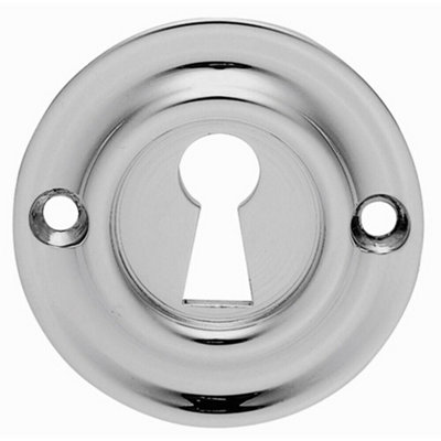 B&Q 42Mm Standard Keyhole Profile Escutcheon Rounded Ridge Polished Chrome