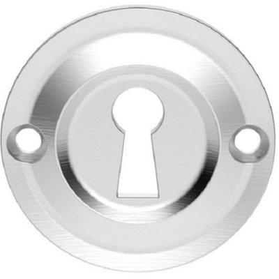 42mm Standard Keyhole Profile Escutcheon Rounded Ridge Satin Chrome from B&Q