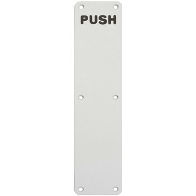 Push Engraved Door Finger Plate 350 X 75mm Satin Anodised Aluminium from B&Q