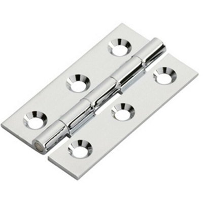 Pair 50 X 28 X 1.5mm Cabinet Hinge Polished Chrome Small Cupboard Door from B&Q
