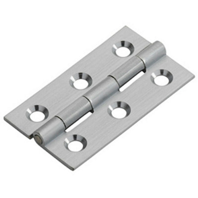 Pair 50 X 28 X 1.5mm Cabinet Hinge Satin Chrome Small Cupboard Door from B&Q