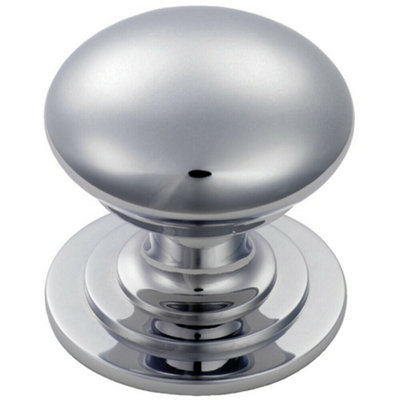B&Q -  Victorian Round Cupboard Door Knob 32mm Dia Polished Chrome Cabinet Handle