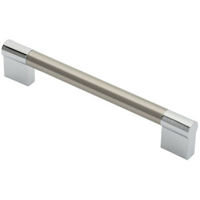 B&Q -  Keyhole Bar Pull Handle 172 X 14mm 160mm Fixing Centres Satin Nickel & Chrome