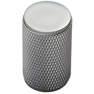 Loops Knurled Cylindrical Cupboard Door Knob 18Mm Dia Chrome Cabinet Handle