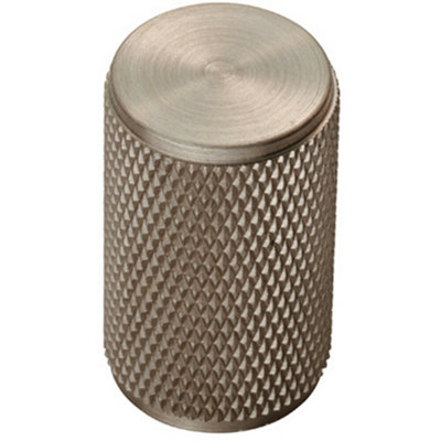 Loops Knurled Cylindrical Cupboard Door Knob 18mm Dia Satin Nickel Cabinet Handle from B&Q