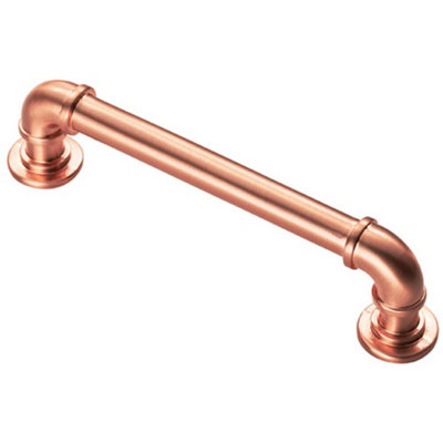 Loops Pipe Design Cabinet Pull Handle 128mm Fixing Centres 12mm Dia Satin Copper