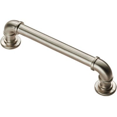 Loops Pipe Design Cabinet Pull Handle 128mm Fixing Centres 12mm Dia Satin Nickel