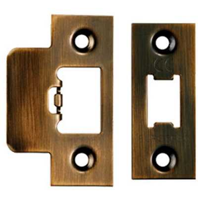  - Forend Strike & Fixing Pack Suitable For Tubular Latch Antique Brass
