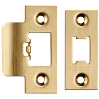  - Forend Strike & Fixing Pack Suitable For Tubular Latch Satin Brass