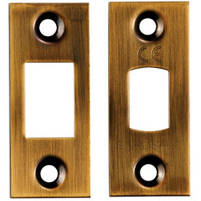 Forend Strike & Fixing Pack Suitable For Tubular Deadbolt Antique Brass
