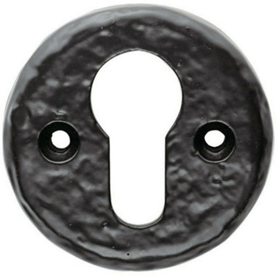 52mm Euro Profile Round Escutcheon Traditional Design Black Antique from B&Q