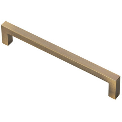 Loops Square Block Pull Handle 170 X 10mm 160mm Fixing Centres Antique Brass from B&Q