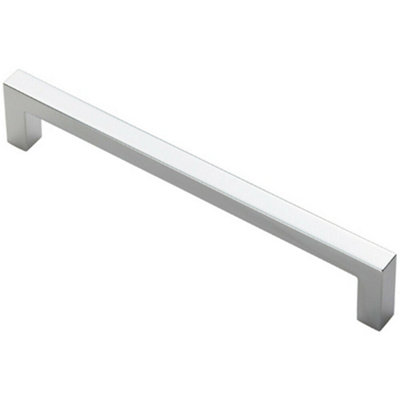 B&Q -  Square Block Pull Handle 170 X 10mm 160mm Fixing Centres Polished Chrome