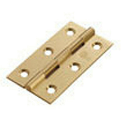 Pair 76 X 40 X 1.5mm Solid Drawn Brass Butt Hinge Satin Brass Interior Door from B&Q