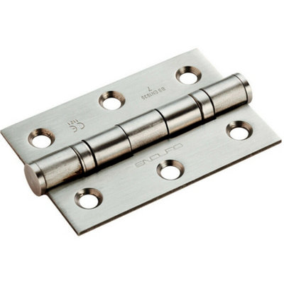 Pair 76 X 51 X 2mm 7 Ball Bearing Hinge Satin Stainless Steel Interior Door from B&Q