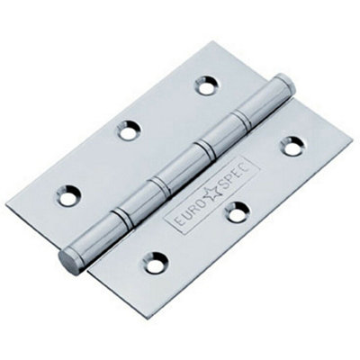 Pair 76 X 51 X 1.5mm Brass Washered Butt Hinge Bright Stainless Steel from B&Q